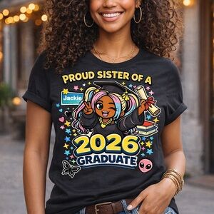 Proud Sister of a 2026 Graduate Graphic Tee - Black